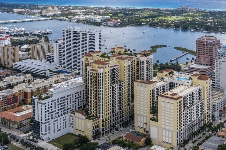 Downtown West Palm Beach and the Intracoastal Waterway near Two City Plaza