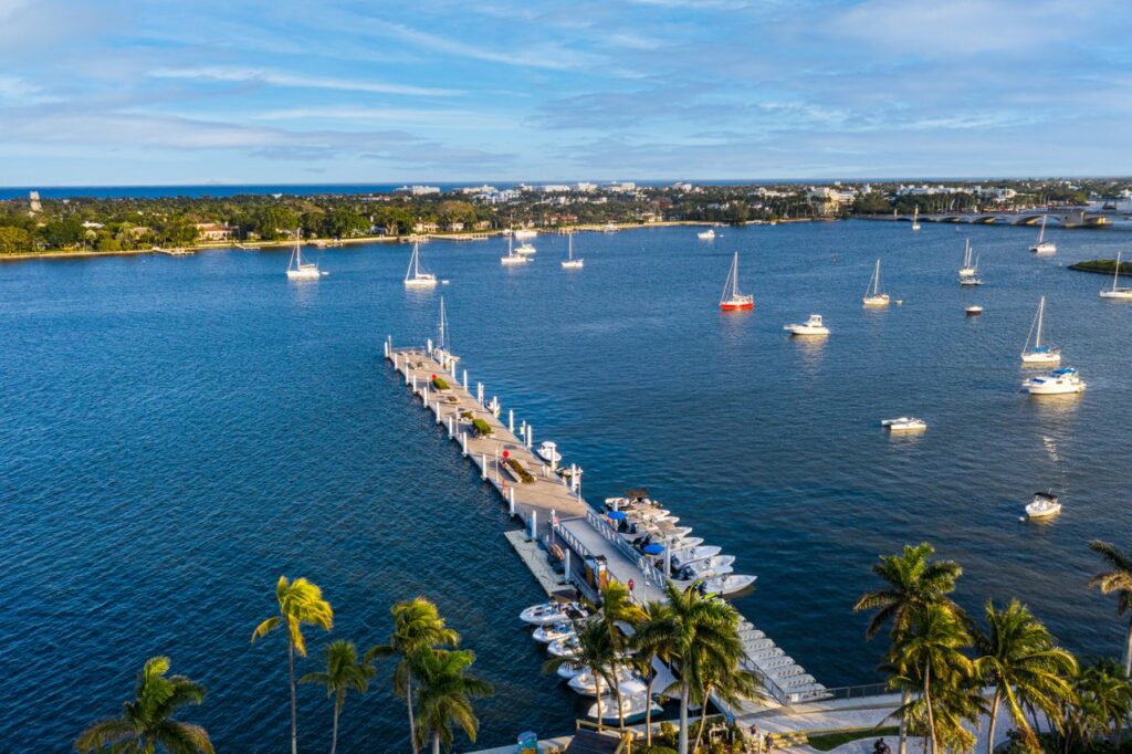 Downtown West Palm Beach waterfront pier on the Intracoastal Waterway