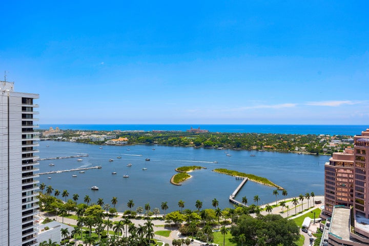 View across the Intracoastal Waterway toward Palm Beach from Downtown West Palm Beach