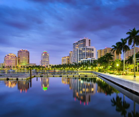 The bright nightlight at West Palm Beach