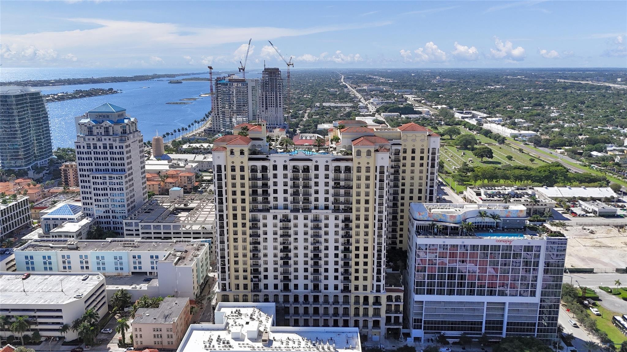 Aerial view of Two City Plaza, 701 S. Olive Ave in Downtown West Palm Beach