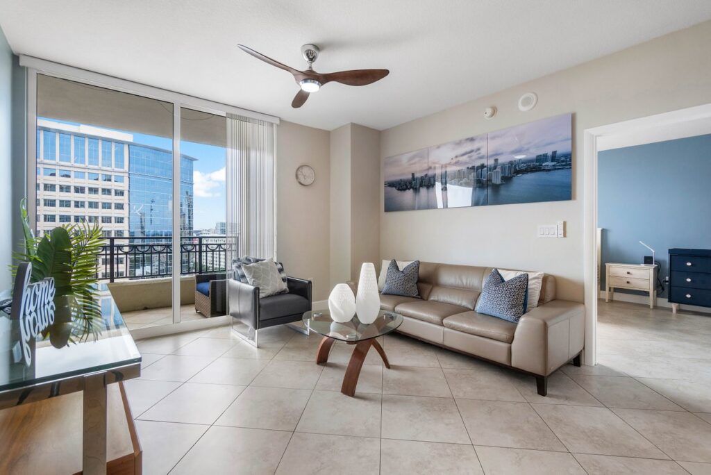 Interior of CityPlace South Tower Unit 1408 at 550 Okeechobee Blvd in West Palm Beach, sold by The Keller Team