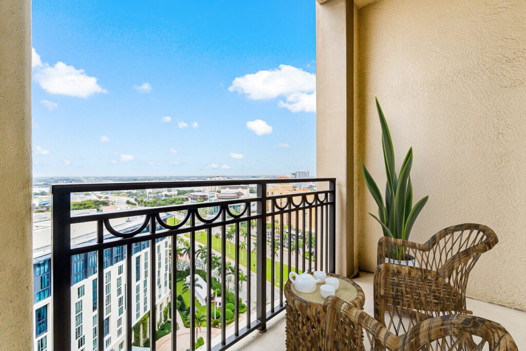 Balcony Views from CityPlace South Tower Unit MPH-14 at 550 Okeechobee Blvd in West Palm Beach, sold by The Keller Team