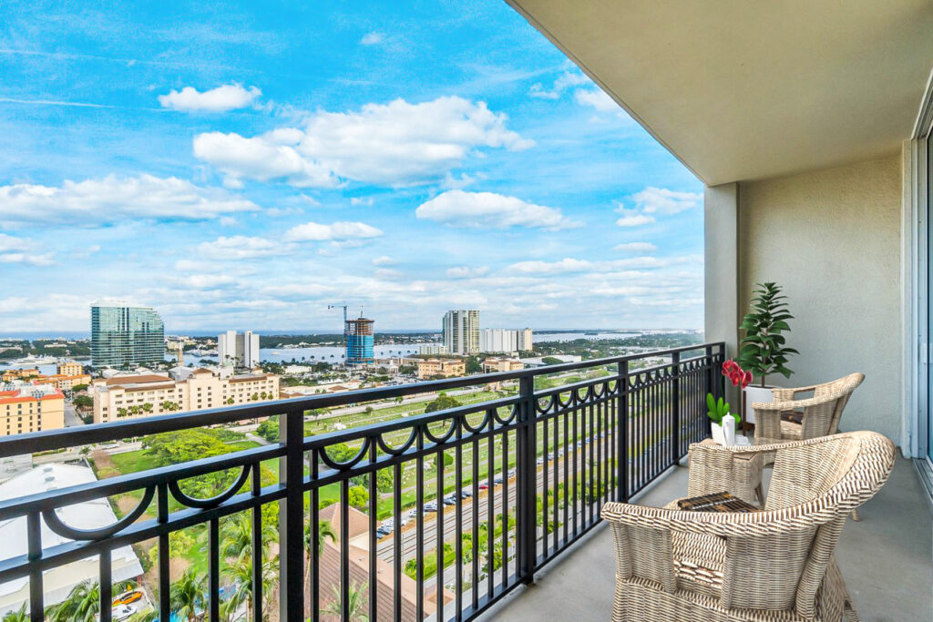 Views from the Balcony of CityPlace South Tower Unit MPH-17 at 550 Okeechobee Blvd in Downton West Palm Beach, sold by The Keller Team