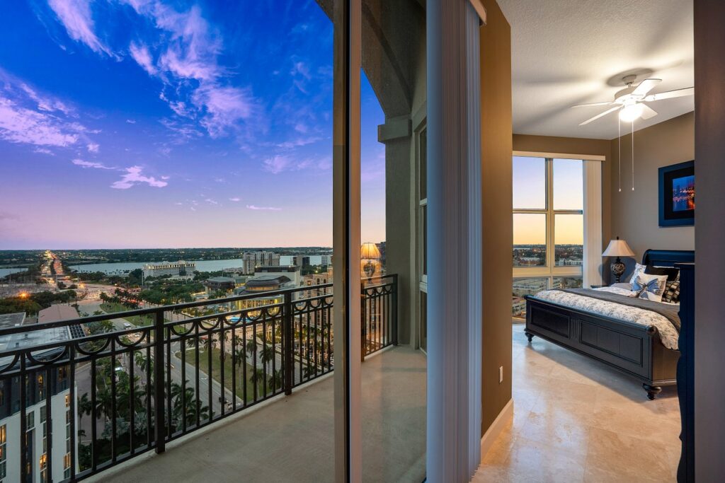 CityPlace South Tower UPH-11 balcony and interior in Downtown West Palm Beach, sold by The Keller Team