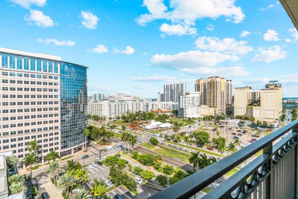 Balcony Views from CityPlace South Tower Unit 1706 at 550 Okeechobee Blvd in West Palm Beach, sold by The Keller Team