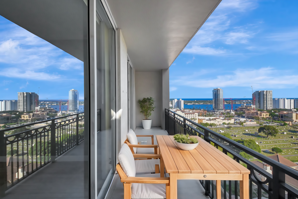 Balcony Views of CityPlace South Tower Unit MPH-07 at 550 Okeechobee Blvd in West Palm Beach, sold by The Keller Team