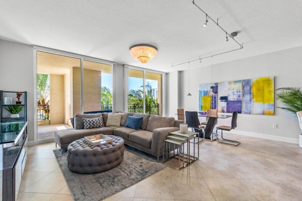 Interior of CityPlace South Tower Unit 301 at 550 Okeechobee Blvd in West Palm Beach, sold by The Keller Team