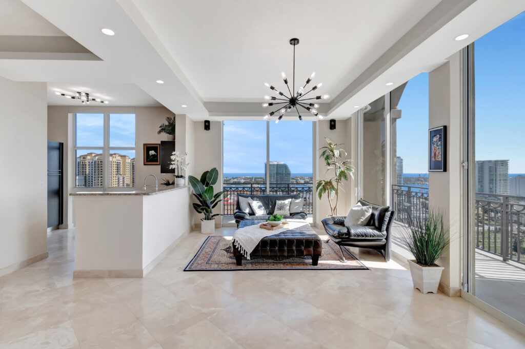 Interior of CityPlace South Tower unit UPH-23 in West Palm Beach, sold by The Keller Team