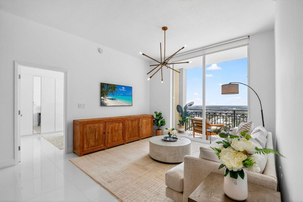 Updated interior of CityPlace South Tower Unit LPH-07 at 550 Okeechobee Blvd in West Palm Beach, sold by The Keller Team