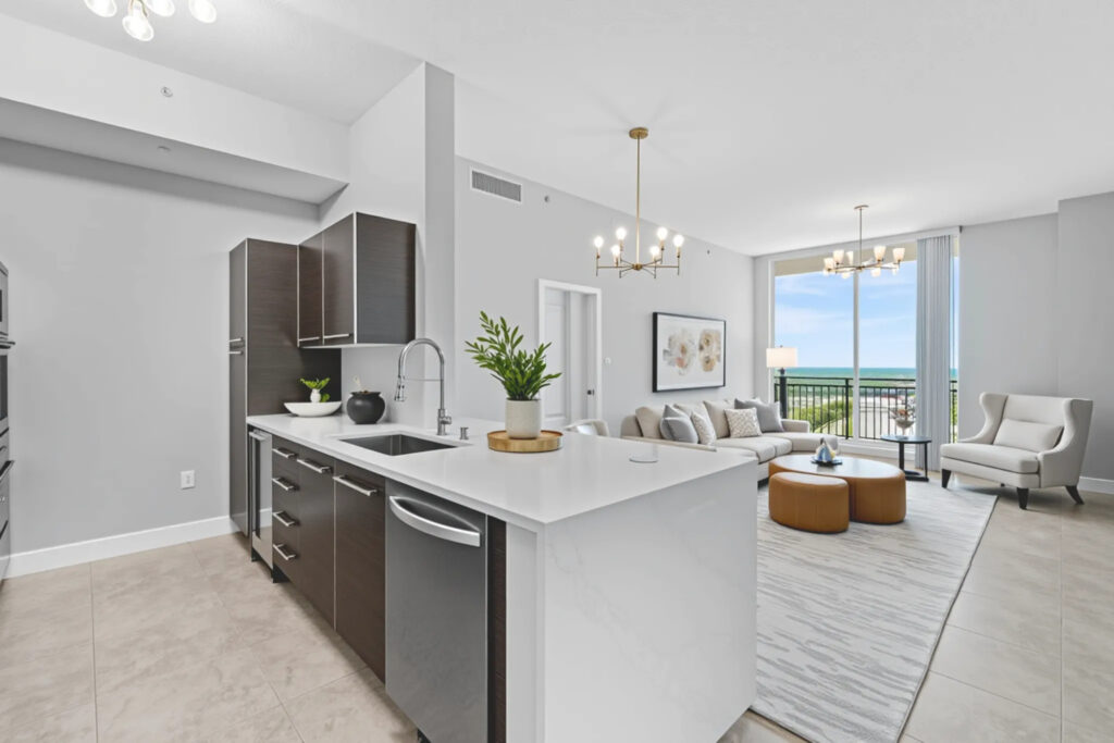 Updated interior of CityPlace South Tower Unit LPH-05 at 550 Okeechobee Blvd in West Palm Beach, sold by The Keller Team