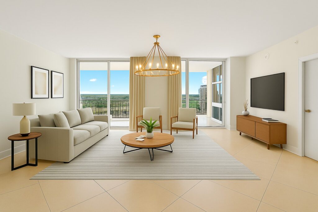 Interior of CityPlace South Tower Unit 623 at 550 Okeechobee Blvd in West Palm Beach, sold by The Keller Team