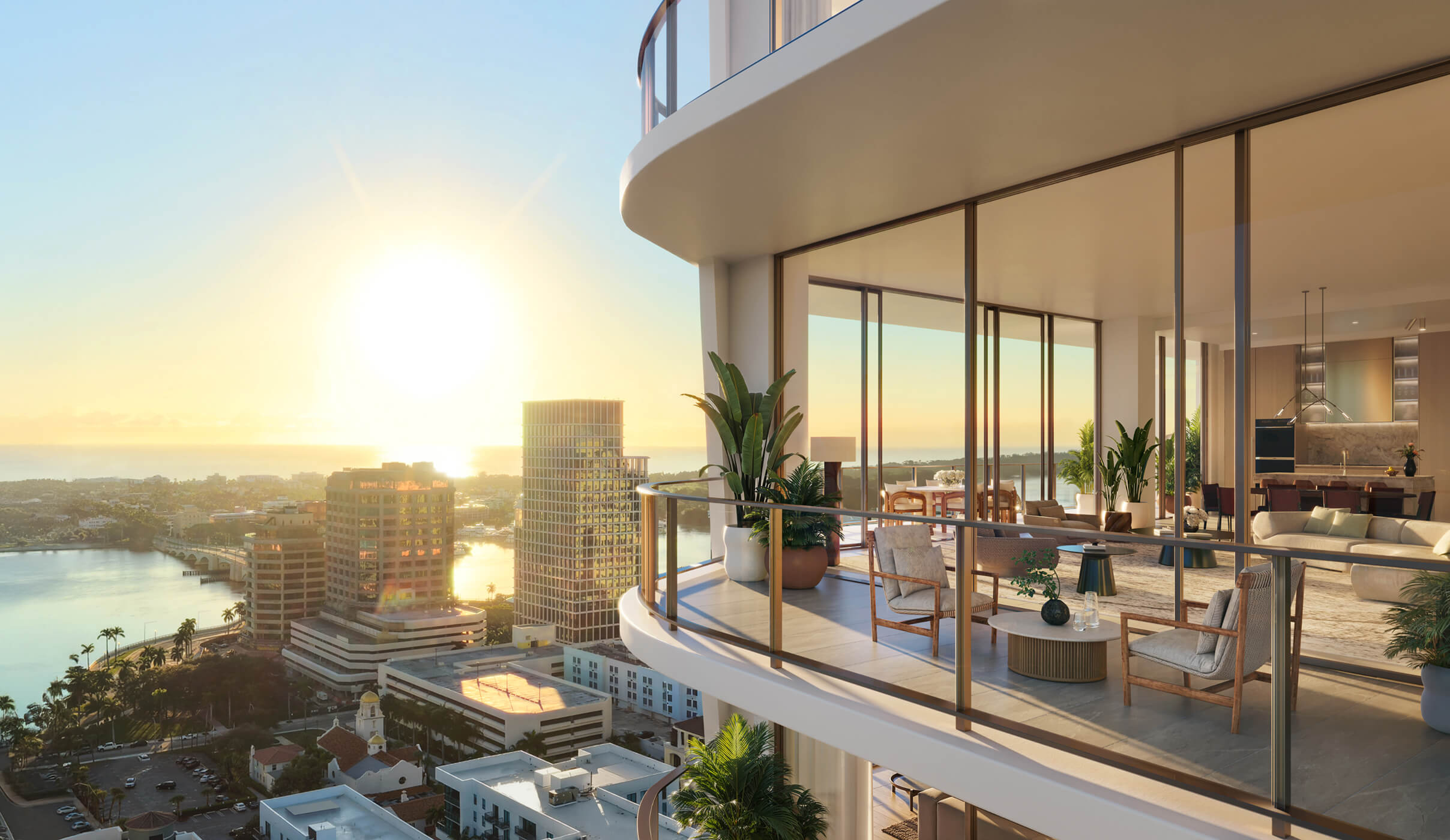 Rendering of Banyan Tree Residences West Palm Beach, a 26-story OMA-designed tower at 400 Hibiscus Street. Rendering courtesy of Mast Capital.